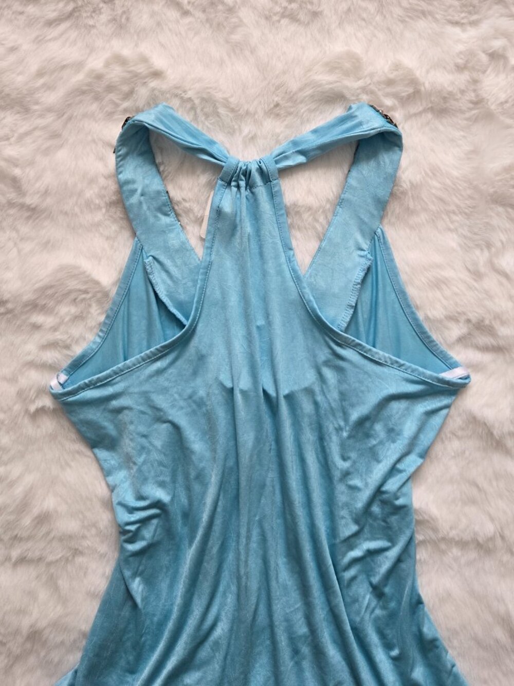 Blue beaded Racer Back Top - Picture 5 of 8